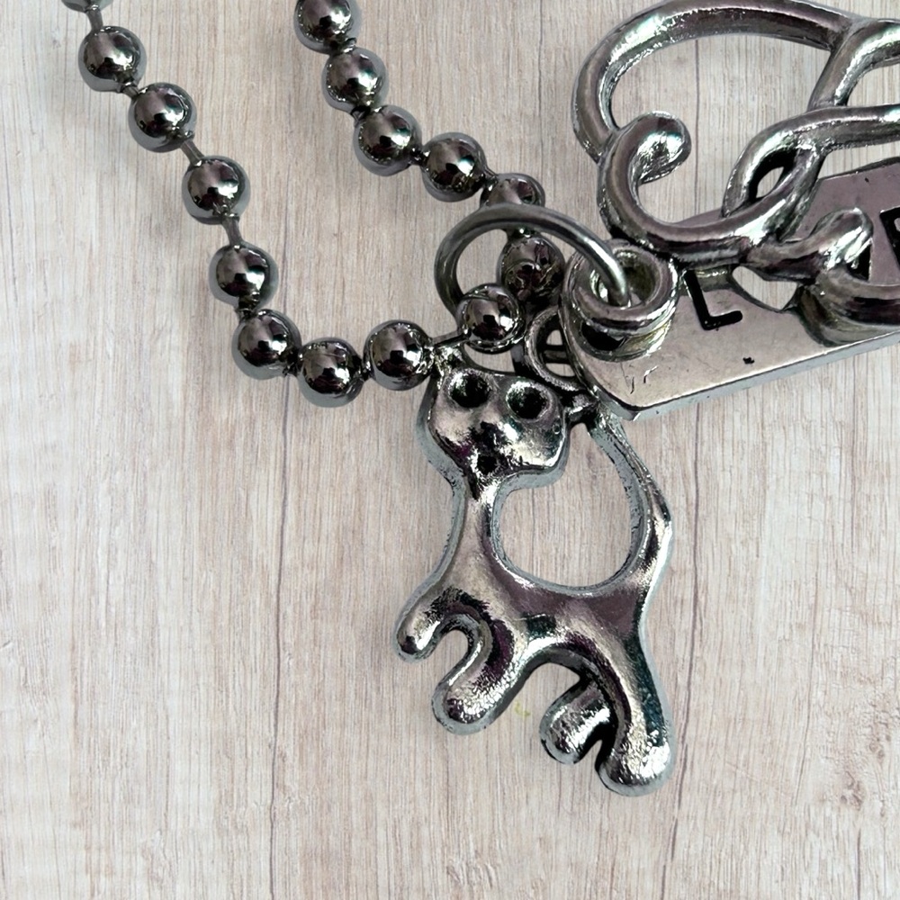 Hand Crafted Necklace LOVE Dog Tag Charms Cat Hearts Tibetan Pendant - Picture 3 of 6